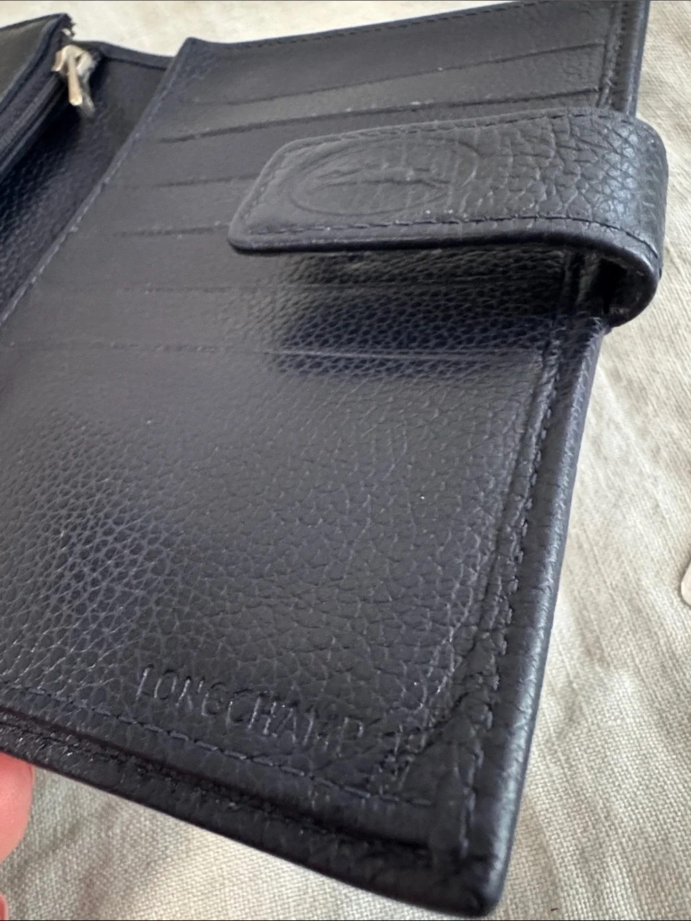 Longchamp Vintage Leather Continental Trifold Travel Wallet & Passport Holder